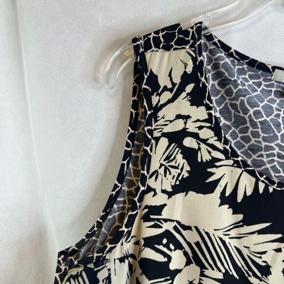 Roz & Ali Scoop Neck Draped Mixed Print Tank Top Plus Size 1X - Picture 4 of 8